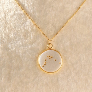 Gold Aquarius Zodiac Necklace, Constellation Necklace, Aquarius Zodiac Sign, Zodiac Coin Necklace, Astrology Necklace, Horoscope Necklace