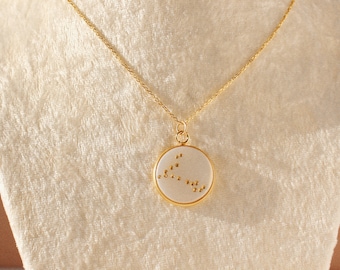 Gold Pisces Zodiac Necklace, Constellation Necklace, Pisces Zodiac Sign, Zodiac Coin Necklace, Astrology Necklace, Horoscope Necklace