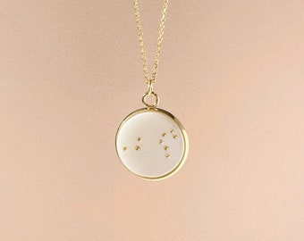 Gold Leo Zodiac Necklace, Constellation Necklace, Leo Zodiac Sign, Zodiac Coin Necklace, Astrology Necklace, Horoscope Necklace