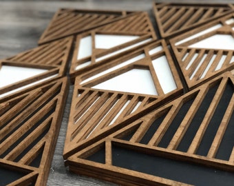 Geometric Wood Sign: 3D Diamond and Triangle Boho Wall Decor