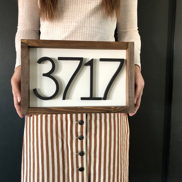 SMALL Horizontal Address Sign + Wood Address Home Sign + Wooden Farmhouse Number Sign + Porch numbers + Wall Art + Home Decor + Housewarming