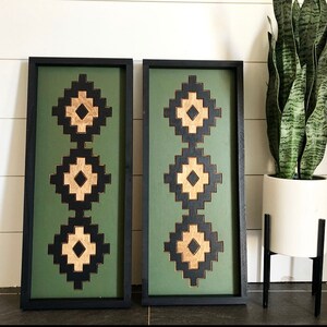Moroccan Aztec Panels Large 26x11 Inch Bohemian Style Wall Art Modern ...