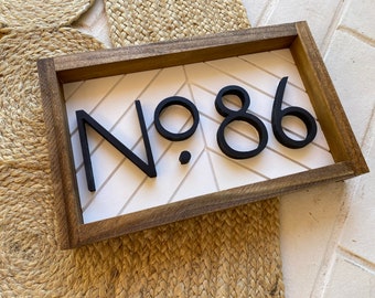 Modern Chevron Horizontal Address Sign + address plaque + house numbers + house numbers + herringbone Wood Address Home Sign + Wooden Farm