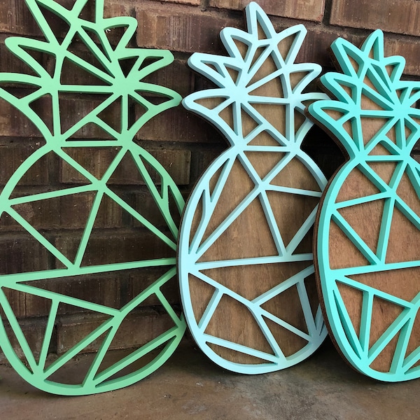 Geometric pineapple wood sign + pineapple wall decor + beach theme decorations + pineapple nursery + custom wood sign