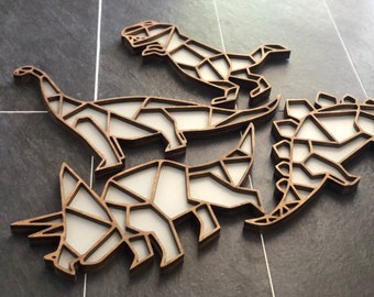 Geometric Dinosaur Wood Sign: Nursery Wall Decor
