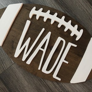 football wood name sign + custom nursery wood sign + boys room decor + nursery wood sign + sports wall art + farmhouse wood sign + kids room