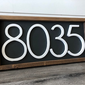 Large Wood Address Sign: Farmhouse Style Number Plaque