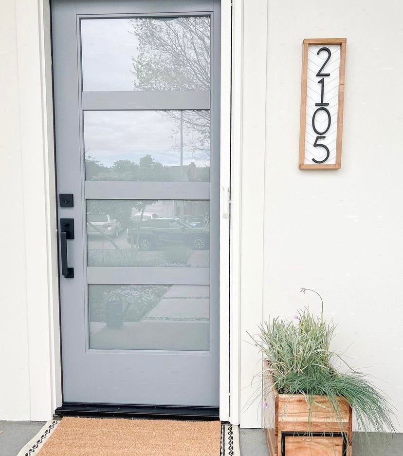 Chevron Wood Address Sign: Mid Century Modern House Numbers