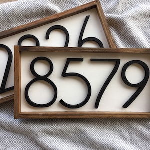 Horizontal Wood Address Sign: Farmhouse Number Plaque