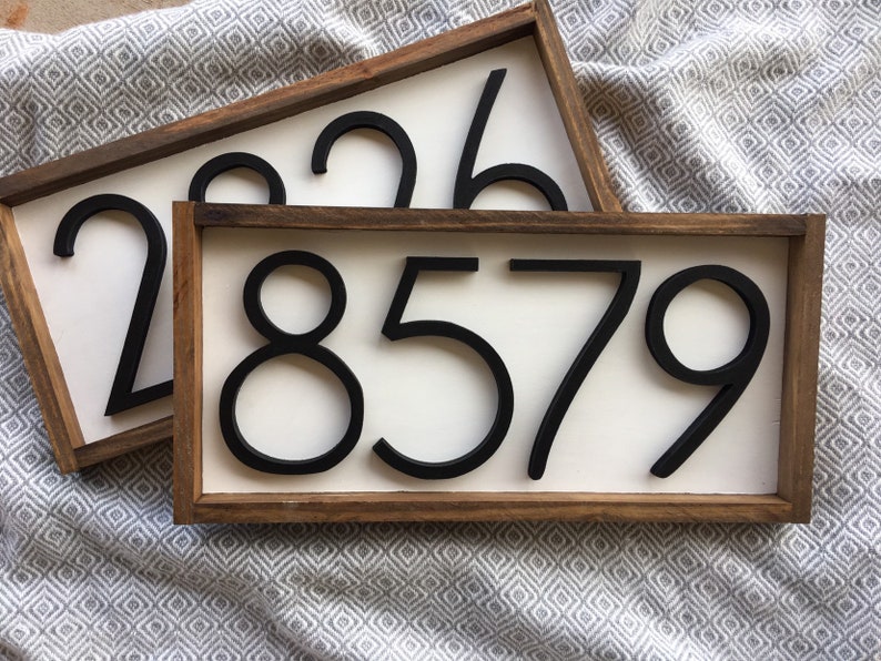 Wooden Farmhouse Number Sign Porch numbers Housewarming Horizontal Address Sign Home Decor Wood Address Home Sign Wall Art