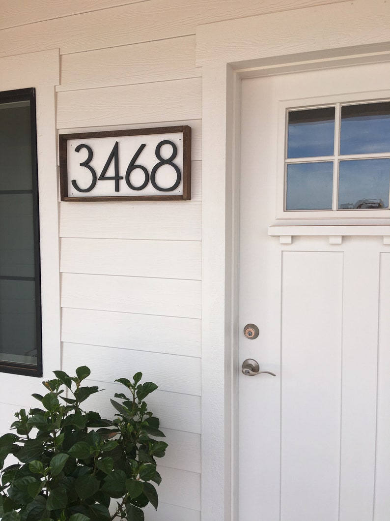 Wooden Farmhouse Number Sign Porch numbers Housewarming Horizontal Address Sign Home Decor Wood Address Home Sign Wall Art