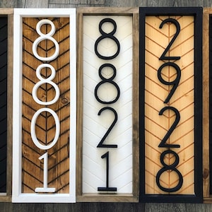 Chevron Vertical Address Sign + modern mid century address plaque + house numbers + house numbers + herringbone Wood Address Home Sign +