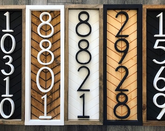 Chevron Vertical Address Sign + modern mid century address plaque + house numbers + house numbers + herringbone Wood Address Home Sign +