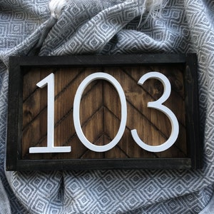 Horizontal Address Sign address plaque house numbers house numbers herringbone Wood Address Home Sign Wooden Farmhouse Number Sign image 7