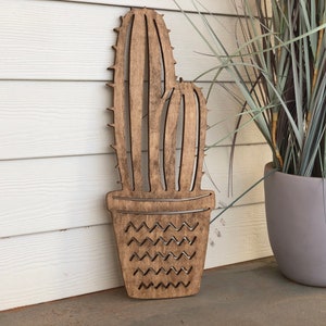 Cactus Wood Sign: Stand Alone Home Decor, 23&quot; Tall