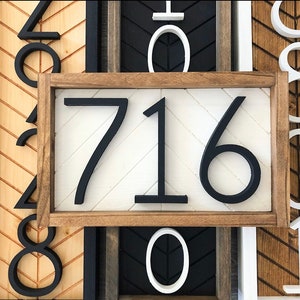 Horizontal Address Sign address plaque house numbers house numbers herringbone Wood Address Home Sign Wooden Farmhouse Number Sign image 1
