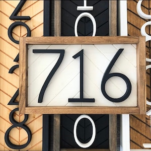 Chevron Address Handmade Herringbone Wood Address Sign: Farmhouse Number Plaque