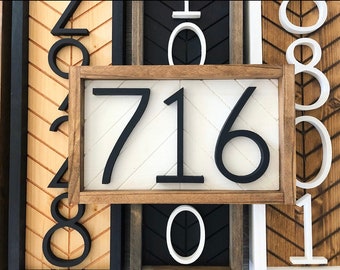 Horizontal Address Sign + address plaque + house numbers + house numbers + herringbone Wood Address Home Sign + Wooden Farmhouse Number Sign