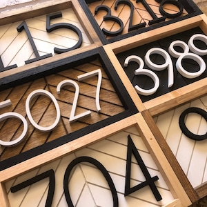 Chevron Wood Address Sign: Farmhouse Herringbone Plaque