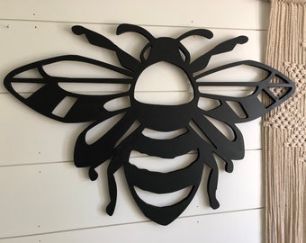 Bee stand alone wood sign bohemian wall decor beehive wood wall decor custom honey bee cut out wall decor