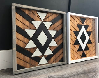 Aztec engraved wood sign + bohemian wall decor + unique wall art + geometric wood sign southwest wall art