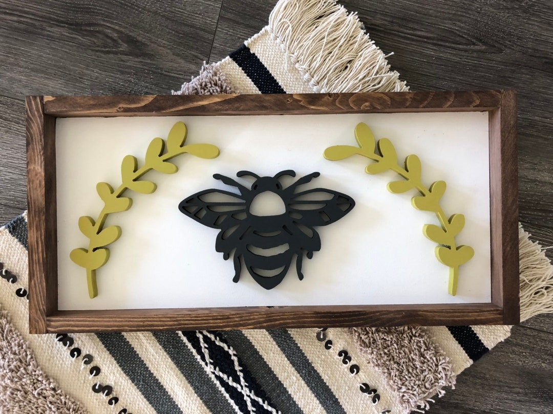Bee Wood Sign: Farmhouse Floral Decor - Etsy