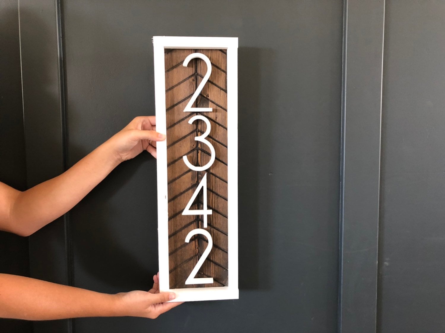 Chevron Vertical Address Sign address plaque house numbers | Etsy