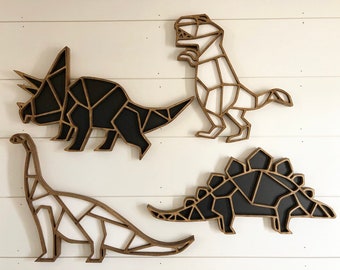 Geometric Dinosaur Wood Sign: Nursery Wall Art
