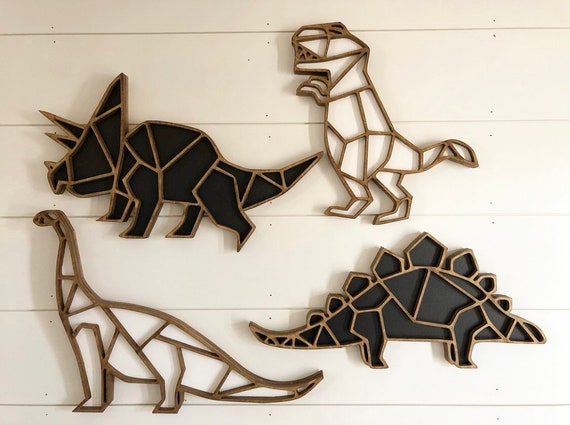 Geometric Dinosaur Wood Sign: Nursery Wall Art