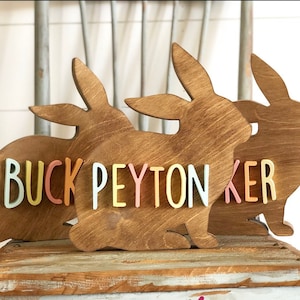 Custom name Easter bunny decor spring mantle personalized living room decor Spring wall art spring home decor April Easter bunny