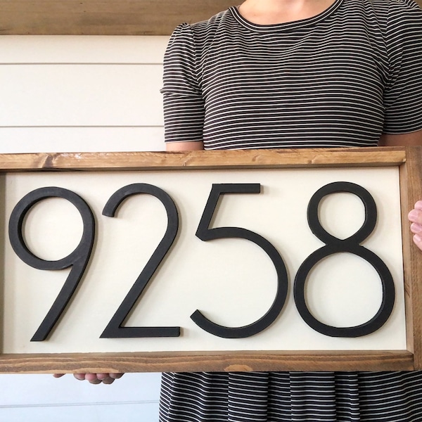 Large Horizontal Address Sign + Wood Address Home Sign + Wooden Farmhouse Number Sign + Porch numbers + Wall Art + Home Decor + Housewarming