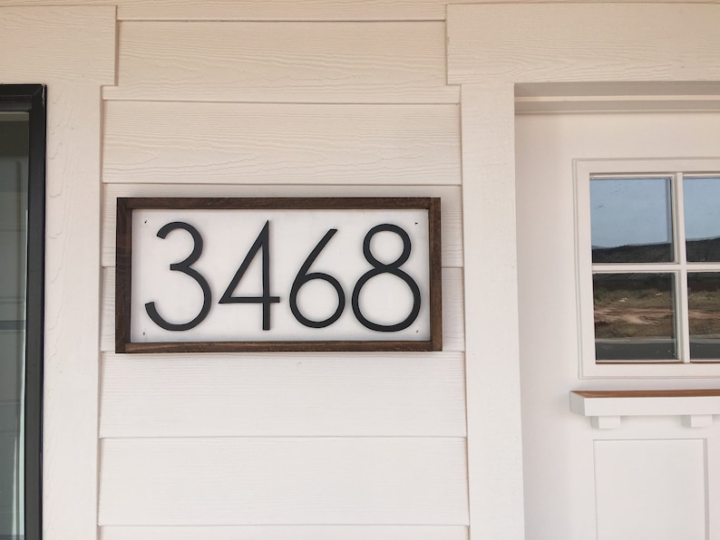 Wooden Farmhouse Number Sign Porch numbers Housewarming Horizontal Address Sign Home Decor Wood Address Home Sign Wall Art