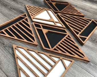 Geometric Wood Sign: 3D Diamond and Triangle Boho Wall Decor