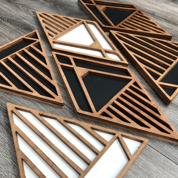 Diamond and triangles wood sign + boho wall decor + geometric shapes wood sign + unique wall art