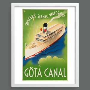 Göta Canal, Sweden vintage travel poster | Retro print | Vintage wall art