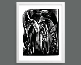 Let the earth bring forth grass Genesis Bible print | Paul Nash | Woodcut engraving, art, bible, high quality print, black & white