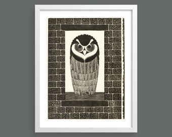 Snowy owl woodcut print | Nature prints, wall art, room decor, vintage print, woodcut print, parrot | High quality print