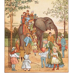 London Zoo London Town by Thomas Crane Golden-age children's illustration Book print Wall decor Art for kids Elephants image 3