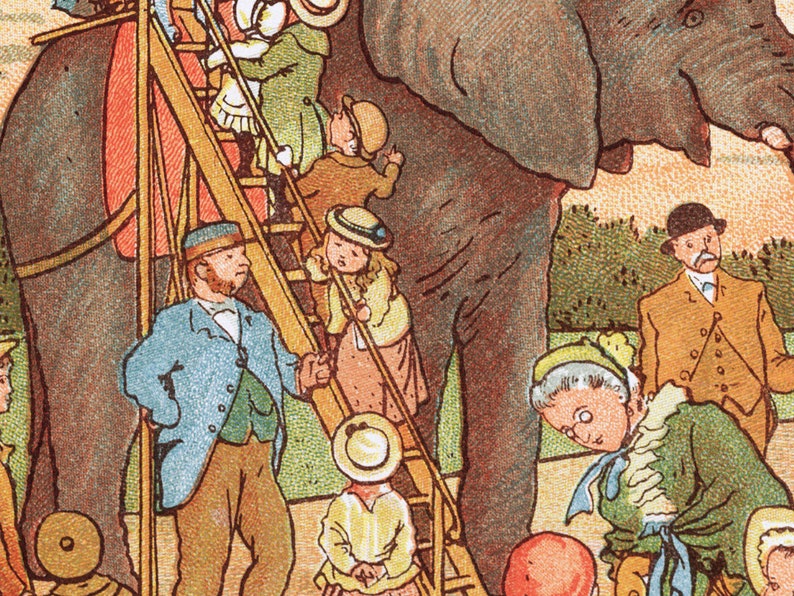 London Zoo London Town by Thomas Crane Golden-age children's illustration Book print Wall decor Art for kids Elephants image 2