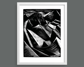 Let the waters under the heaven Genesis Bible print | Paul Nash | Woodcut engraving, art, bible, high quality print, black & white