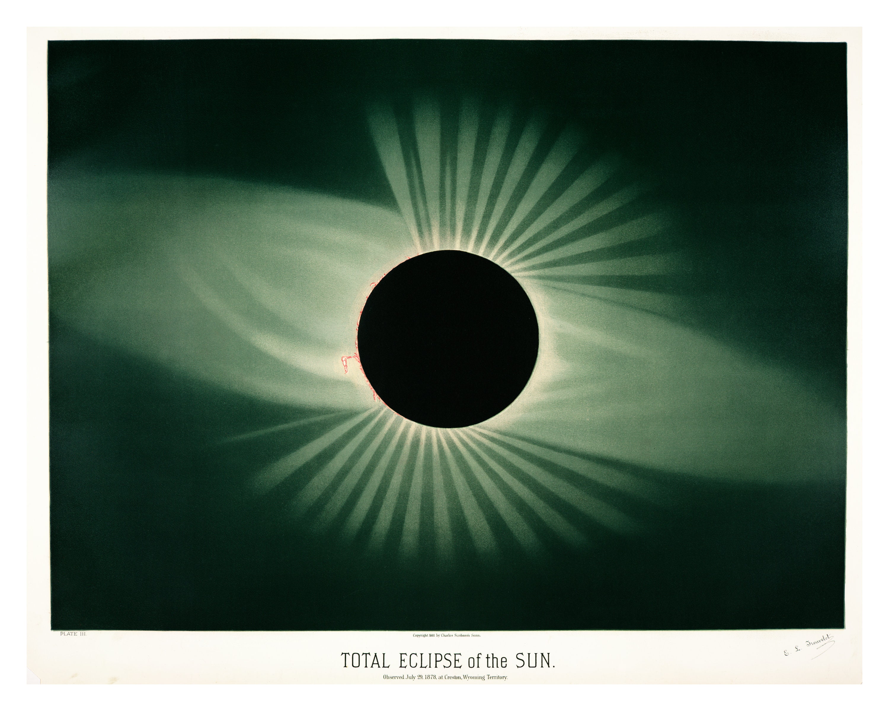 エティエンヌ・レオポルド・トゥルーヴロ作「日食」｜日食｜天文図解 1882｜天文学宇宙版画｜科学壁画 - Etsy 日本
