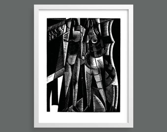 Let us make man in our image Genesis Bible print  |  Paul Nash |  Woodcut engraving, art, Bible, high quality print, black & white