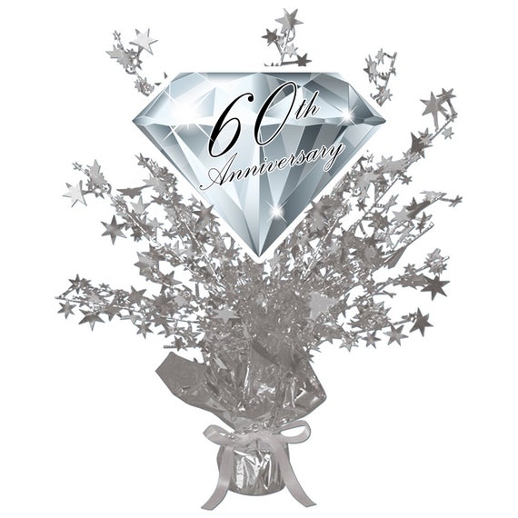 60th Anniversary Diamond Centerpiece Table Decorations Balloon Etsy