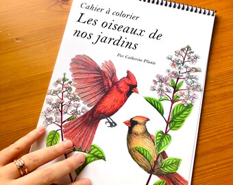 Coloring book - The birds of our gardens - Stress Relieving Designs Animals, Mandalas, Botanical illustration, Nature of Quebec, Seasons