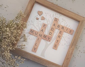 Personalised Scrabble Frame, Family Scrabble Frame, Personalised Christmas Gift, Family Frame, Family Christmas Gift, Unique Gift