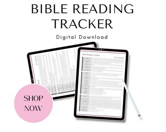 Digital bibelläsningsspårare | Bibelläsningsspårare | Utskrivbar bibelstudie | Utskrivbar planerare