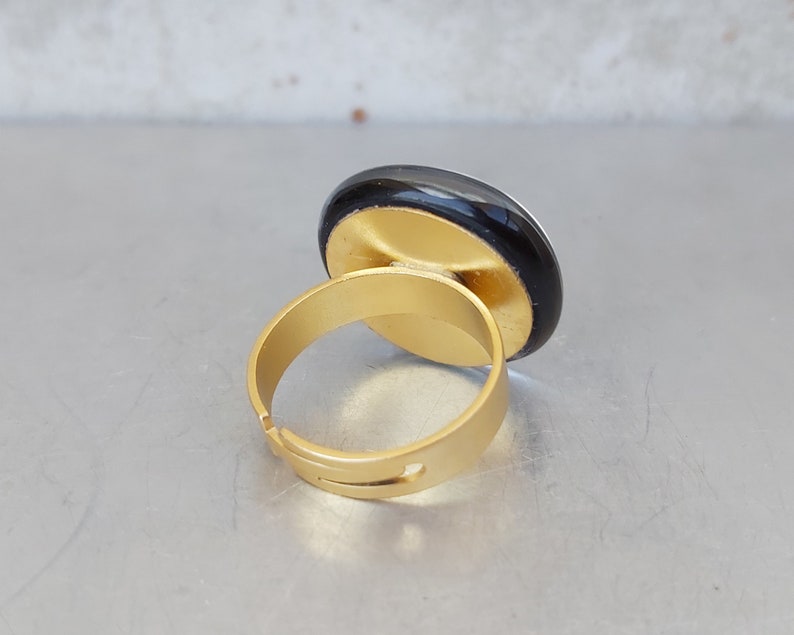 Statement Ring Boho Glass Ring Unique Glass Ring Glass Rings for Women Boho Ring Colorful Ring Boho Glass Jewelry Black Gold Ring