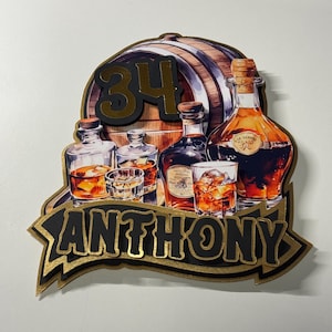 Whiskey Cake Topper: Aged to Perfection Birthday Decor