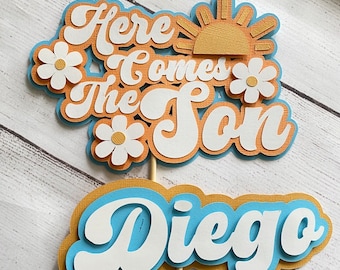 Here Comes the Son Centerpiece Picks: Retro Baby Shower Decor - here comes the sun - babyshower -