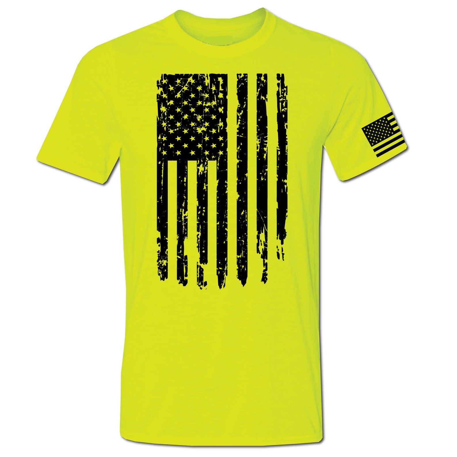 Torn American Flag Hi Vis TShirt S 3X Etsy